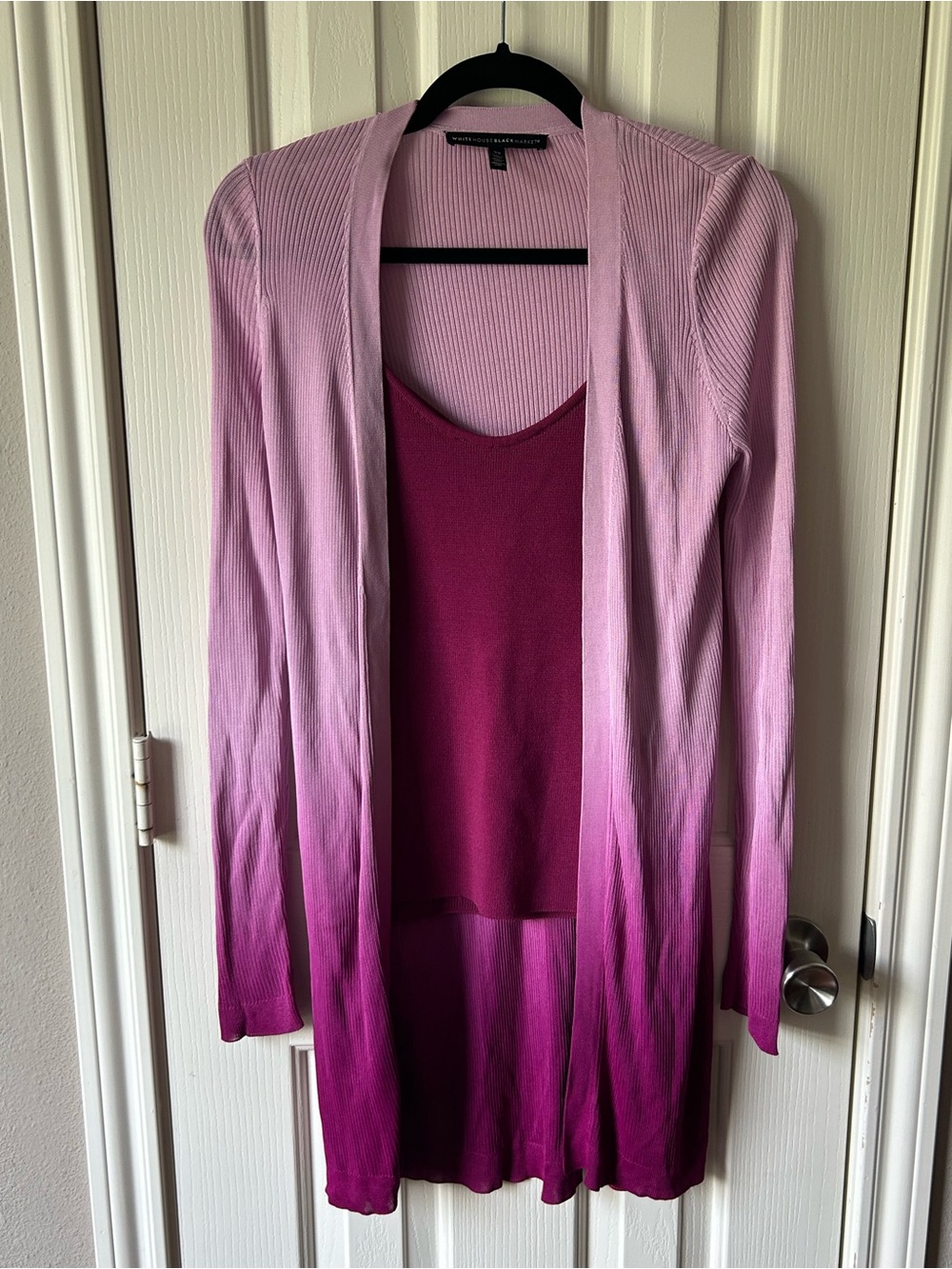 Lightweight Ombre Open-Front Cardigan & Pink Tank